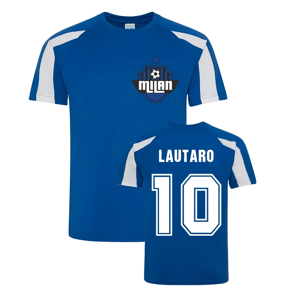 Lautaro Martinez Milan Sport Training Jersey (Blue) Polyester Inter Milan Uksoccershop Men's Blue Large