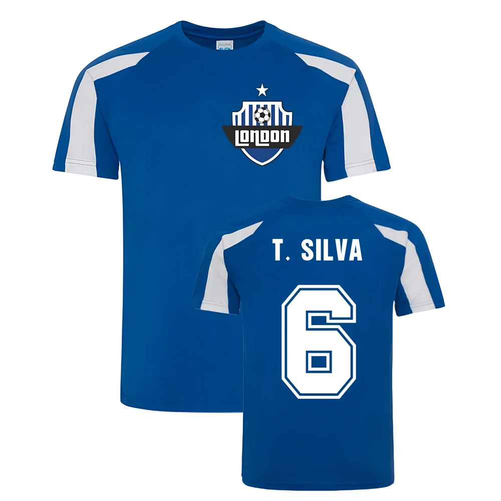 Thiago Silva Sport Training Jersey (Blue) Polyester Chelsea Uksoccershop Men's Blue Large