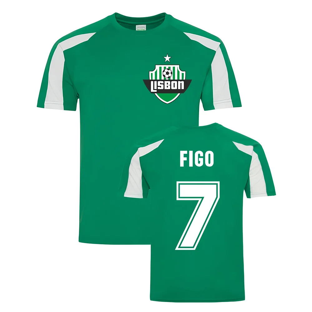 Luis Figo Lisbon Sports Training Jersey (Green) Polyester Sporting Lisbon Uksoccershop Men's Green Extra Small