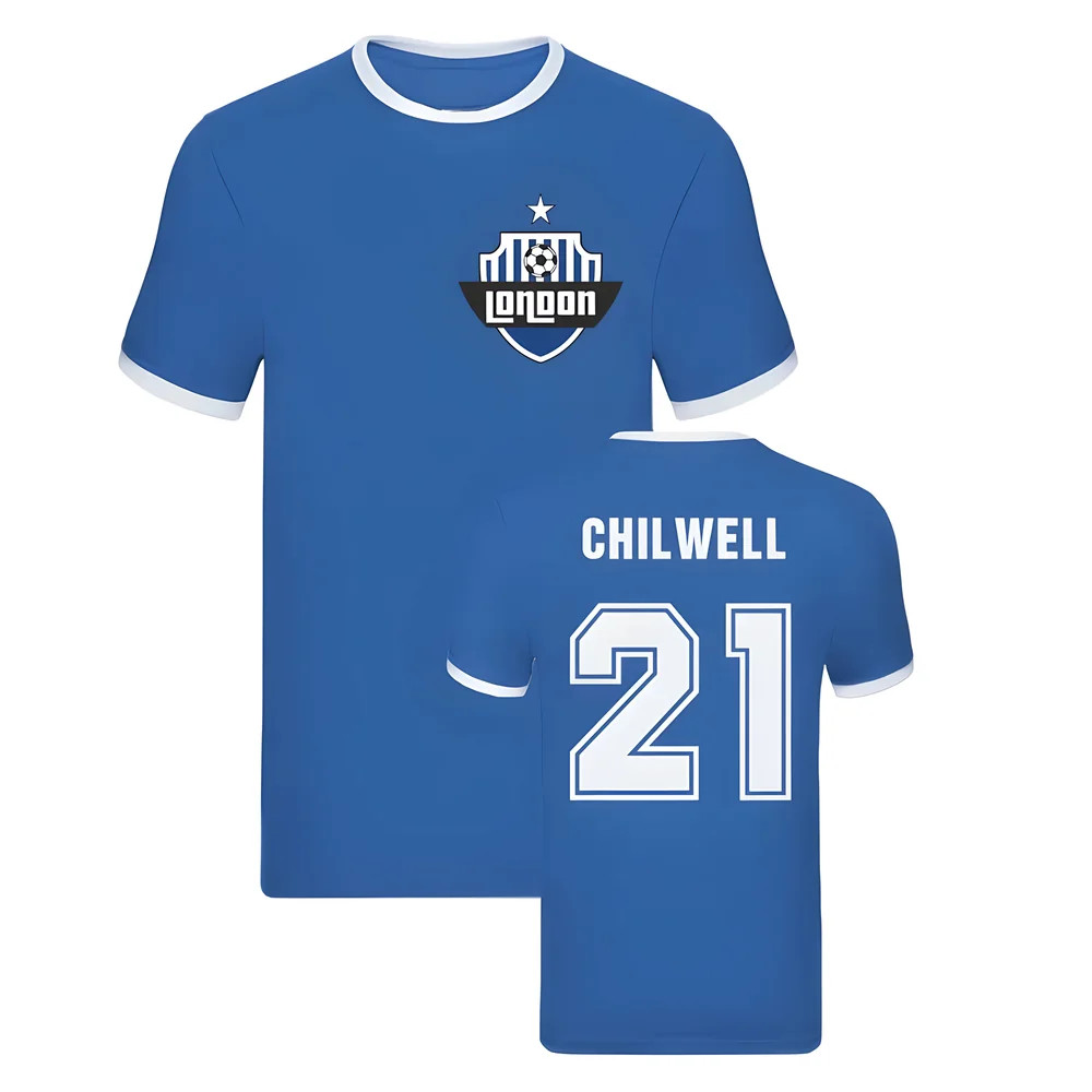 Ben Chilwell Ringer Tee (Blue) Polyester Chelsea Uksoccershop Men's Blue Medium