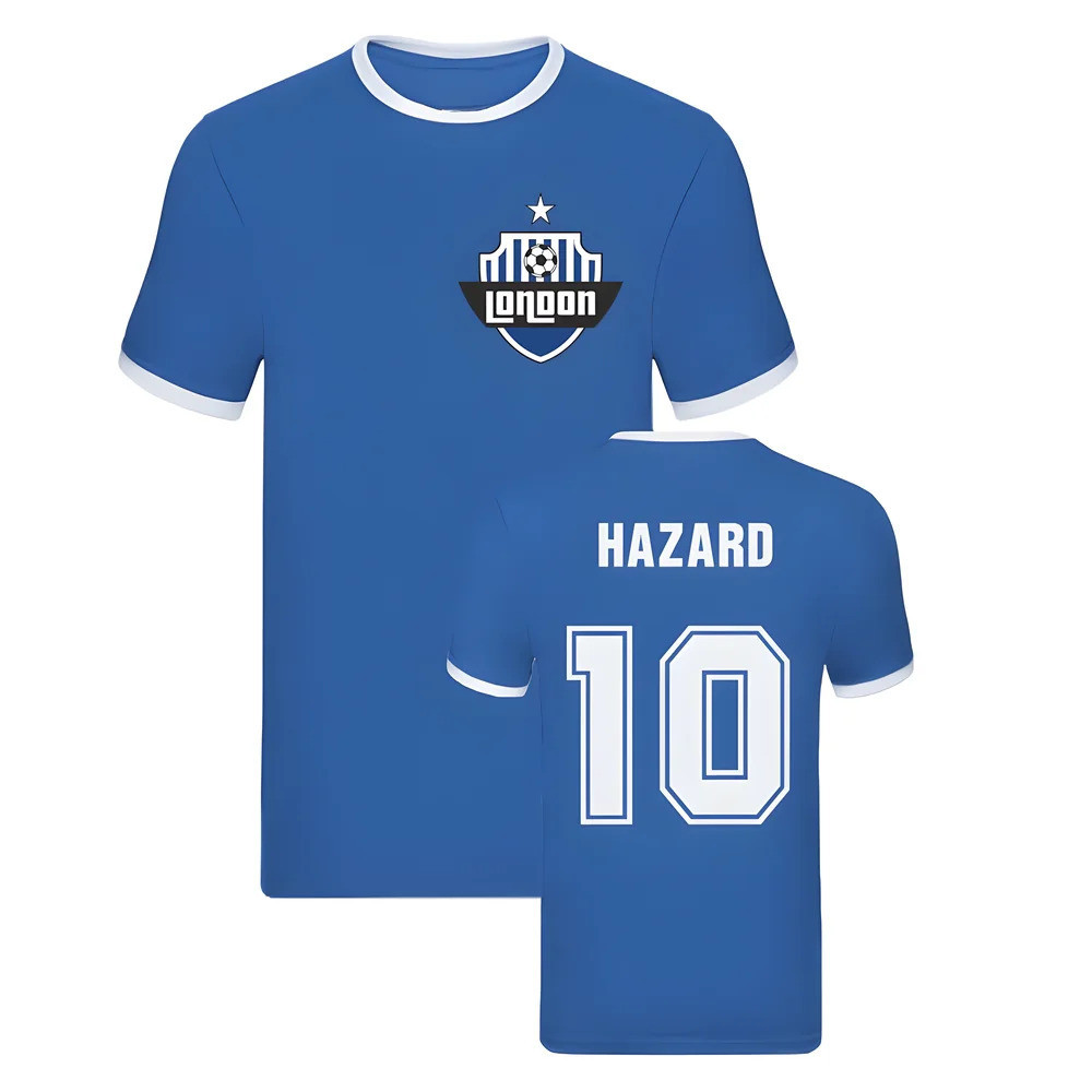 Eden Hazard Ringer Tee (Blue) Polyester Chelsea Uksoccershop Men's Blue Xxl