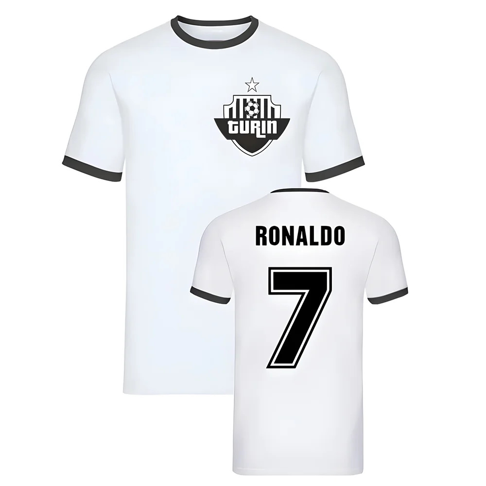 Cristiano Ronaldo Ringer Tee (White) Polyester Juventus Uksoccershop Men's White Xxl