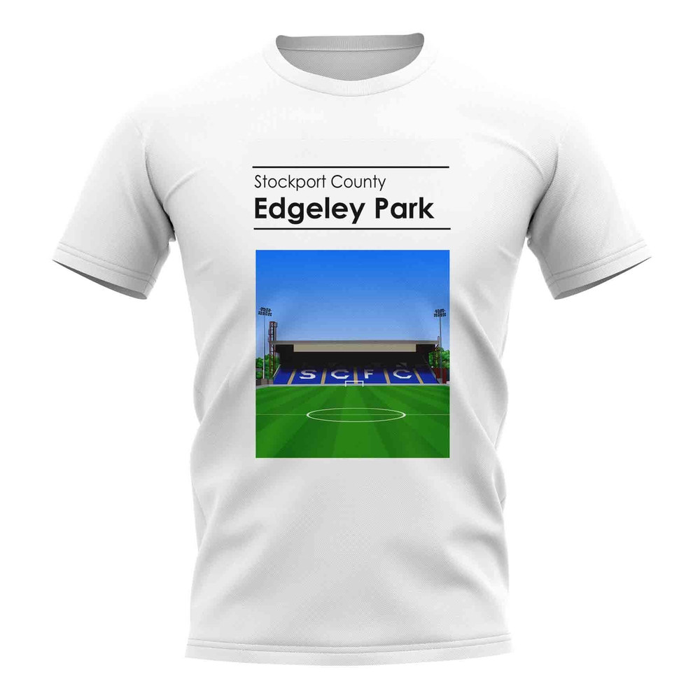 Edgeley Park Stockport County Stadium T-Shirt (White) Polyester Uksoccershop Men's White Small
