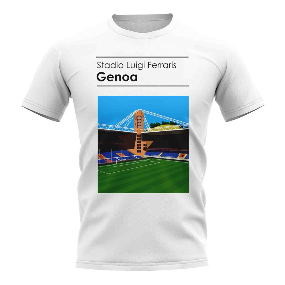 Stadio Luigi Ferraris Genoa Stadium T-Shirt (White) Polyester Uksoccershop Men's White Small