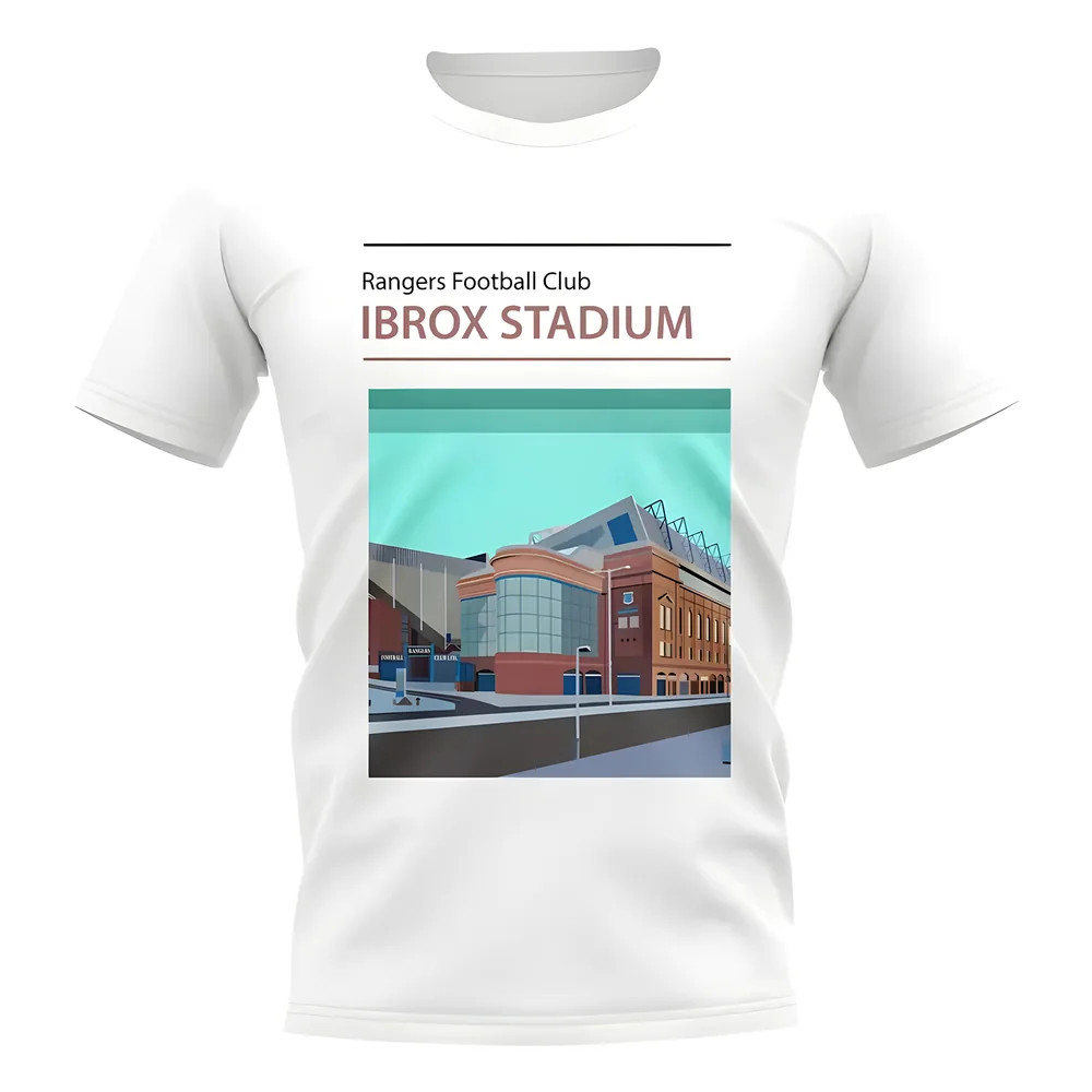 Ibrox Stadium Rangers Football Club Stadium T-Shirt (White) Polyester Uksoccershop Men's White Medium