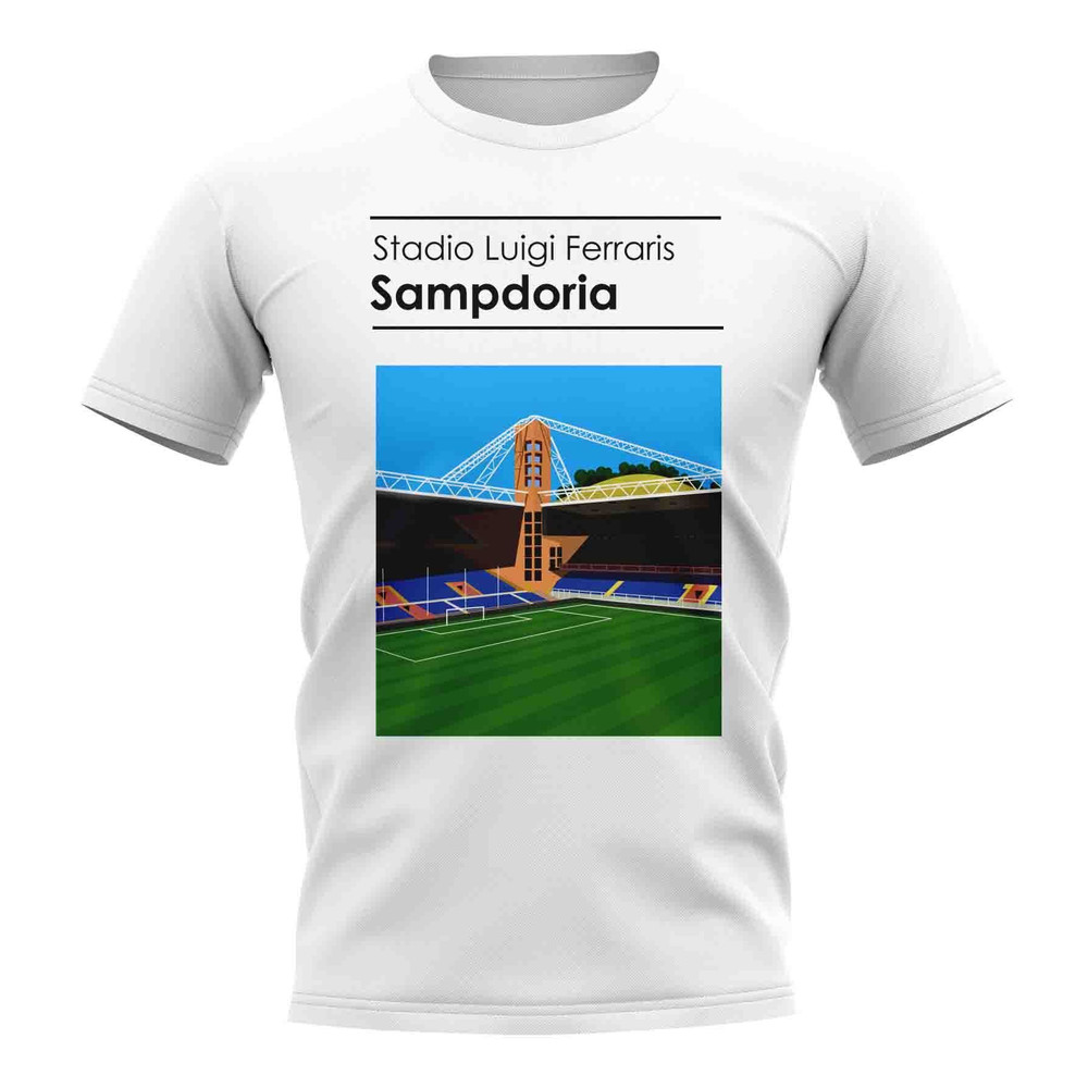 Stadio Luigi Ferraris Sampdoria Stadium T-Shirt (White) Polyester Uksoccershop Men's White Xxl