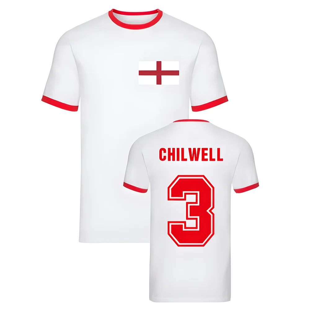 Ben Chilwell England Ringer Tee (White) Polyester Uksoccershop Men's White Xxl