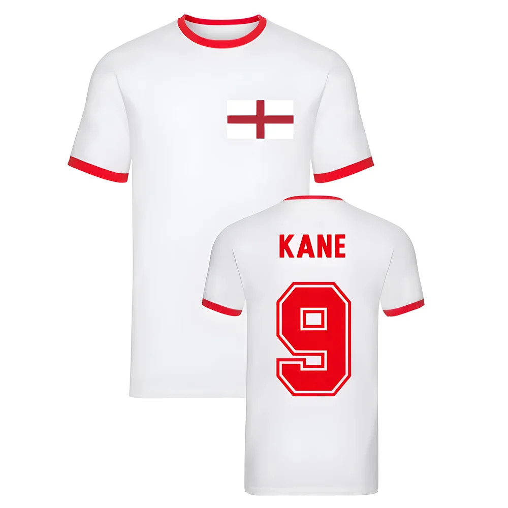 Harry Kane England Ringer Tee (White) Polyester Uksoccershop Men's White Xxl