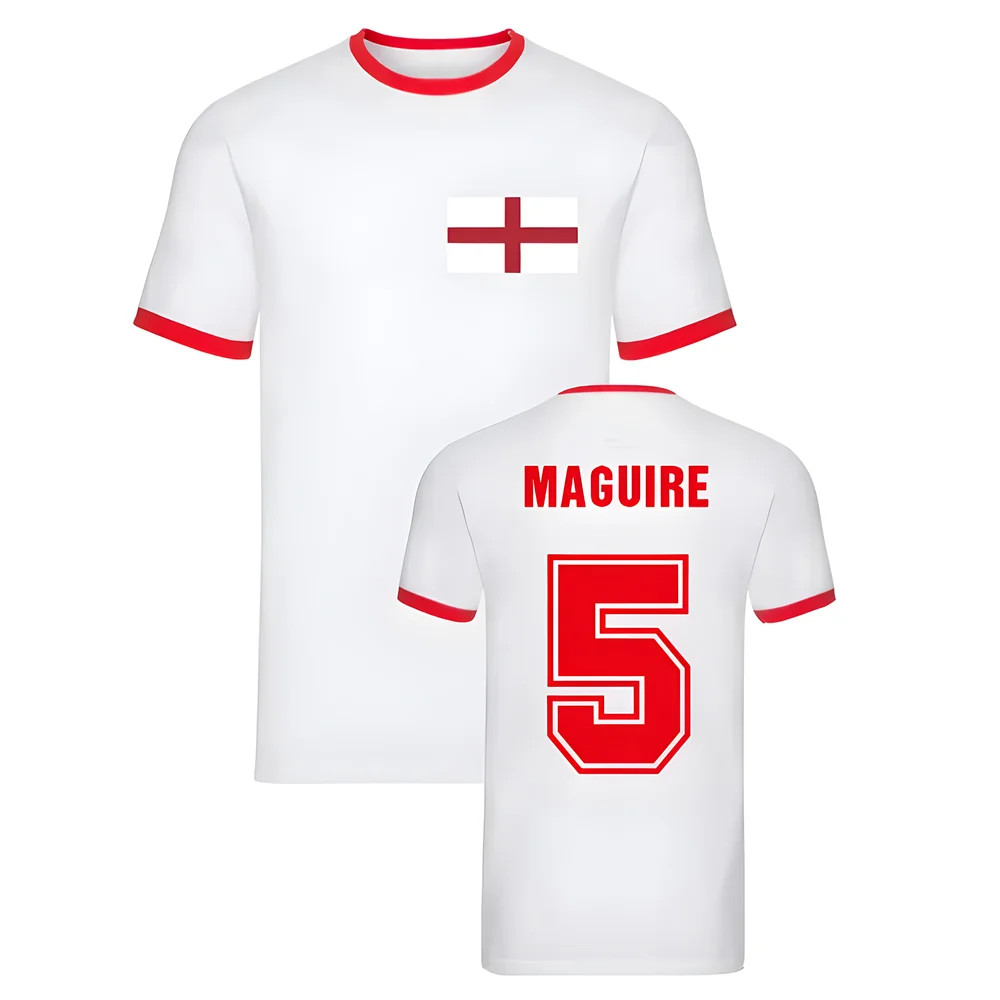 Harry Maguire England Ringer Tee (White) Polyester Uksoccershop Men's White Xxl