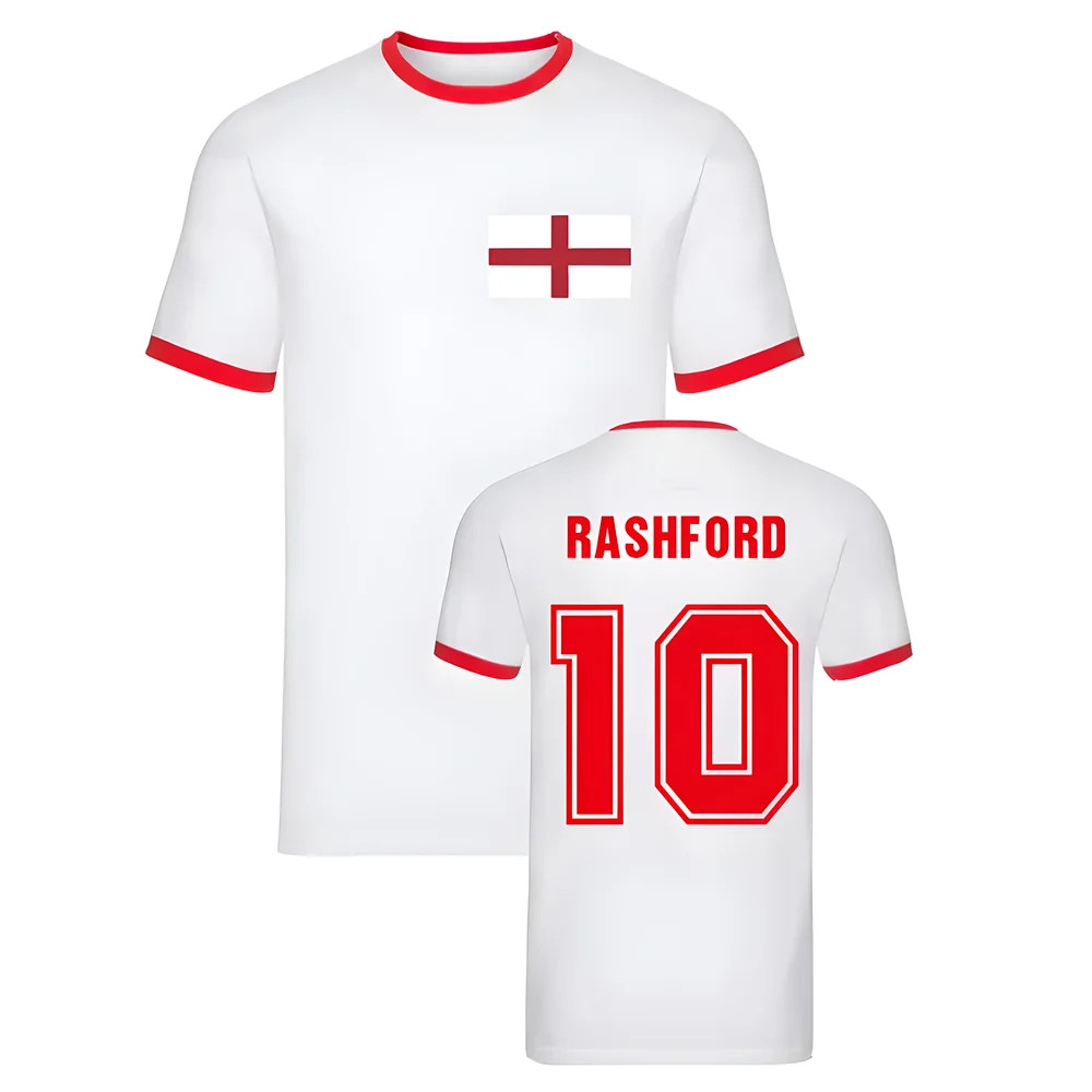 Marcus Rashford England Ringer Tee (White) Polyester Uksoccershop Men's White Xxl