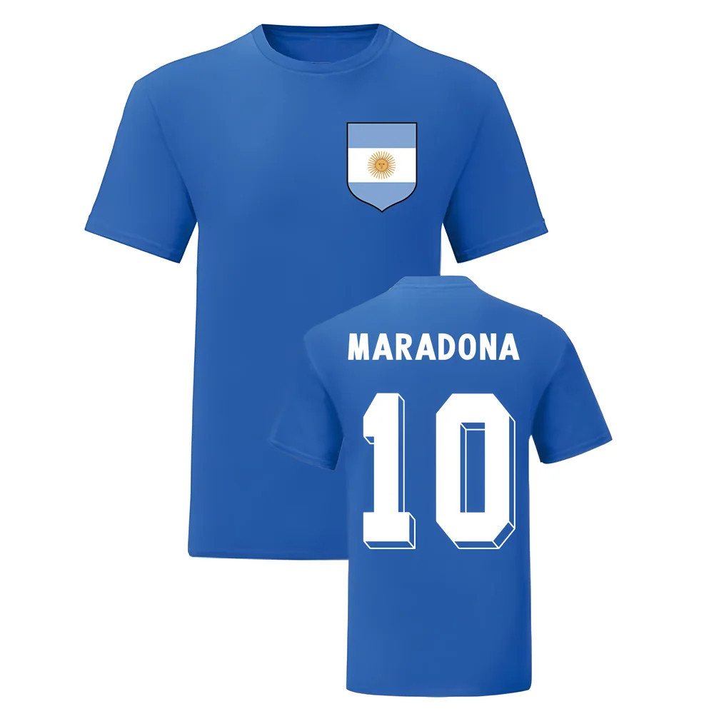 Diego Maradona Argentina National Hero Tee (Blue) Polyester Uksoccershop Men's Blue Xxl
