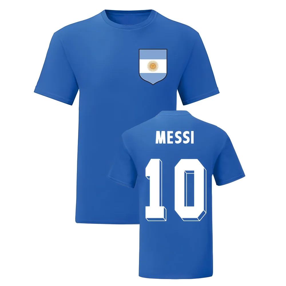 Lionel Messi Argentina National Hero Tee (Blue) Polyester Uksoccershop Men's Blue Medium