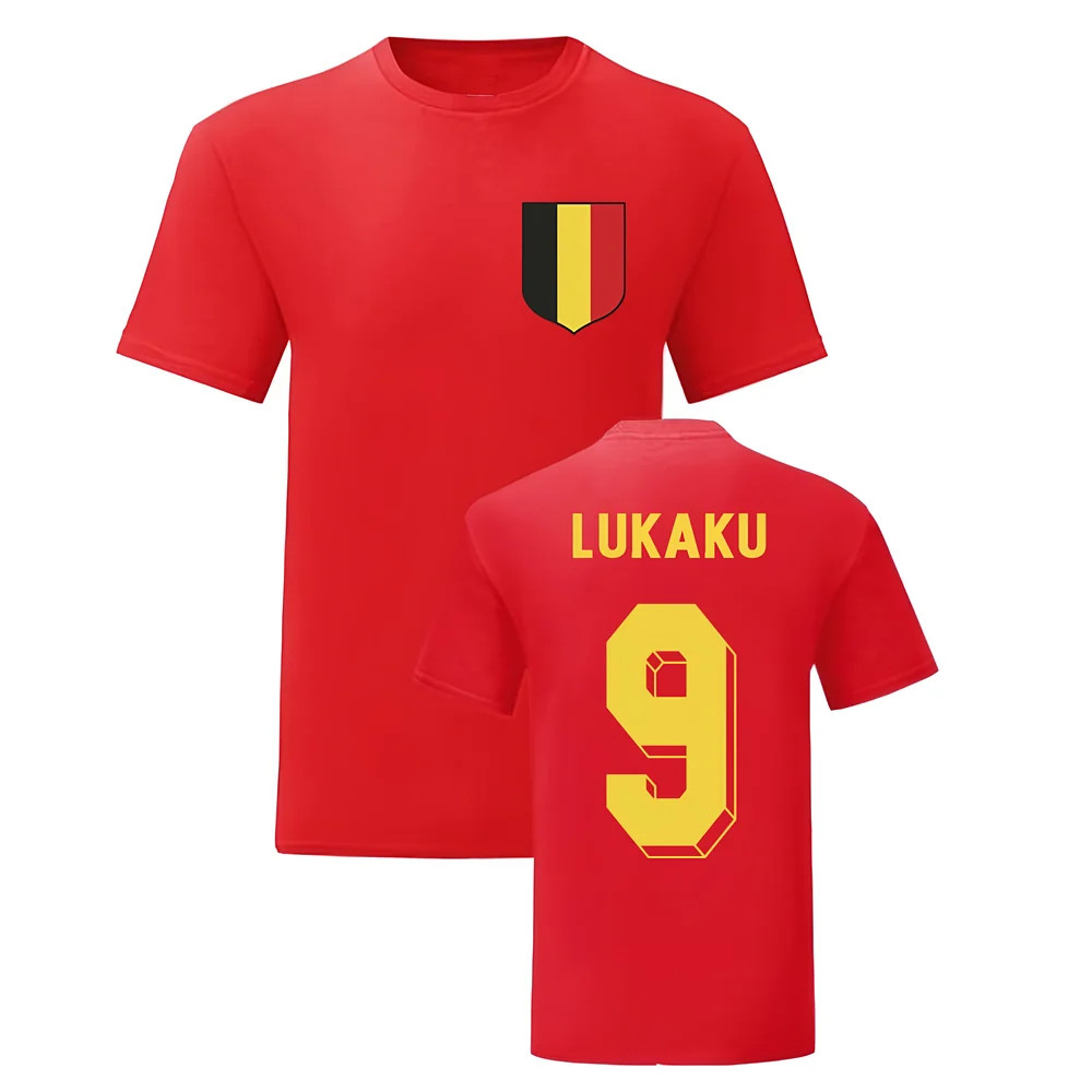 Romelu Lukaku Belgium National Hero Tee\'S (Red) Polyester Uksoccershop Men's Red Medium
