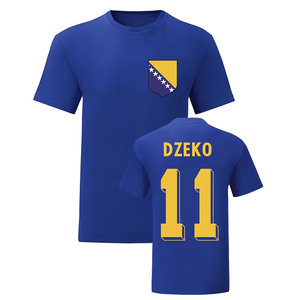Edin Dzeko Bosnia National Hero Tee (Blue) Polyester Uksoccershop Men's Blue Small