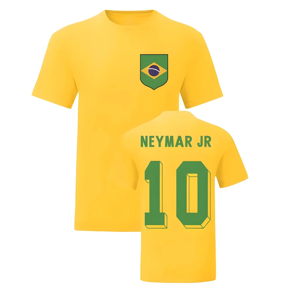 Neymar Jr Brazil National Hero Tee\'S (Yellow) Polyester Uksoccershop Men's Yellow Extra Small