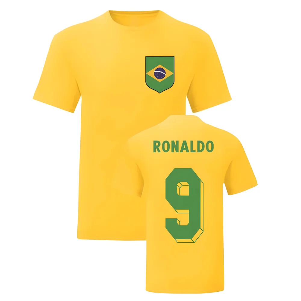 Ronaldo Brazil National Hero Tee\'S (Yellow) Polyester Uksoccershop Men's Yellow Medium