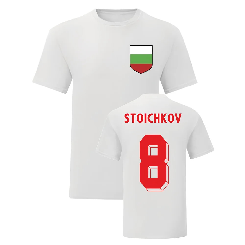 Hristo Stoichkov Bulgaria National Hero Tee (White) Polyester Uksoccershop Men's White Xxl