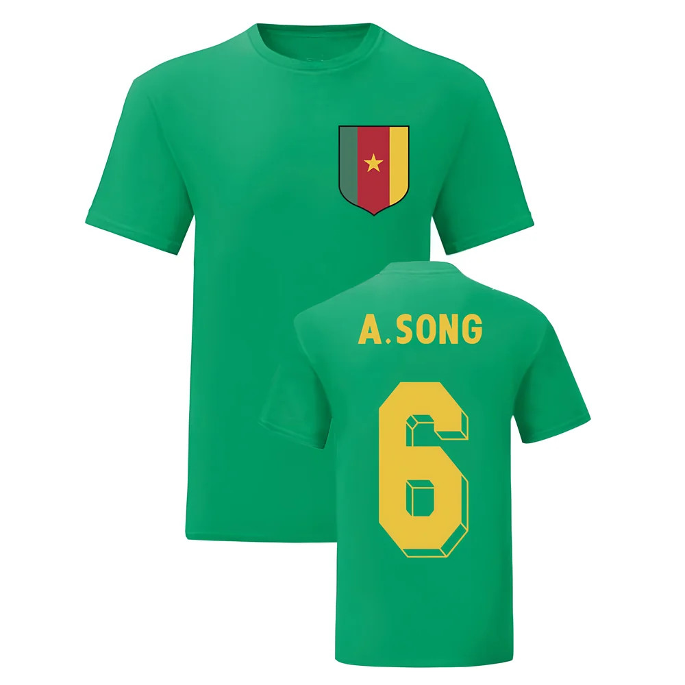 Alex Song Cameroom National Hero Tee (Green) Polyester Cameroon Uksoccershop Men's Green Medium