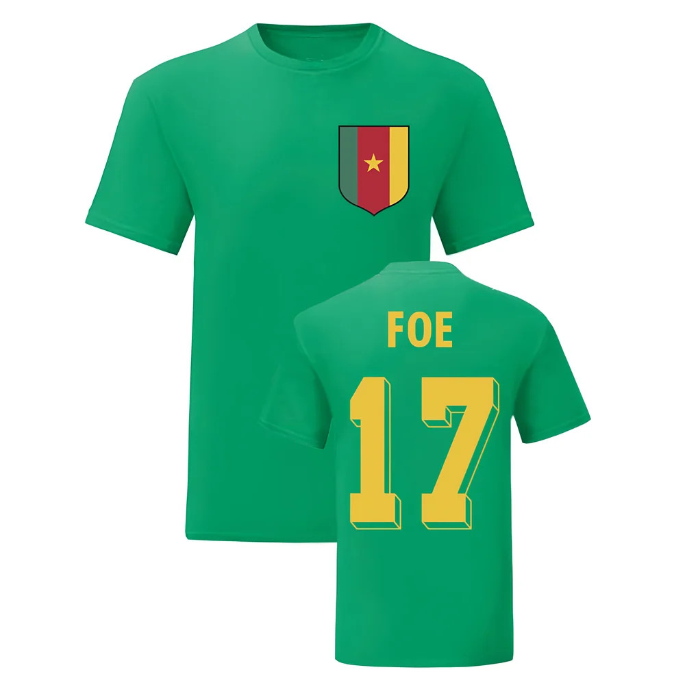 Marc-Vivien Foe Cameroon National Hero Tee (Green) Polyester Uksoccershop Men's Green Large