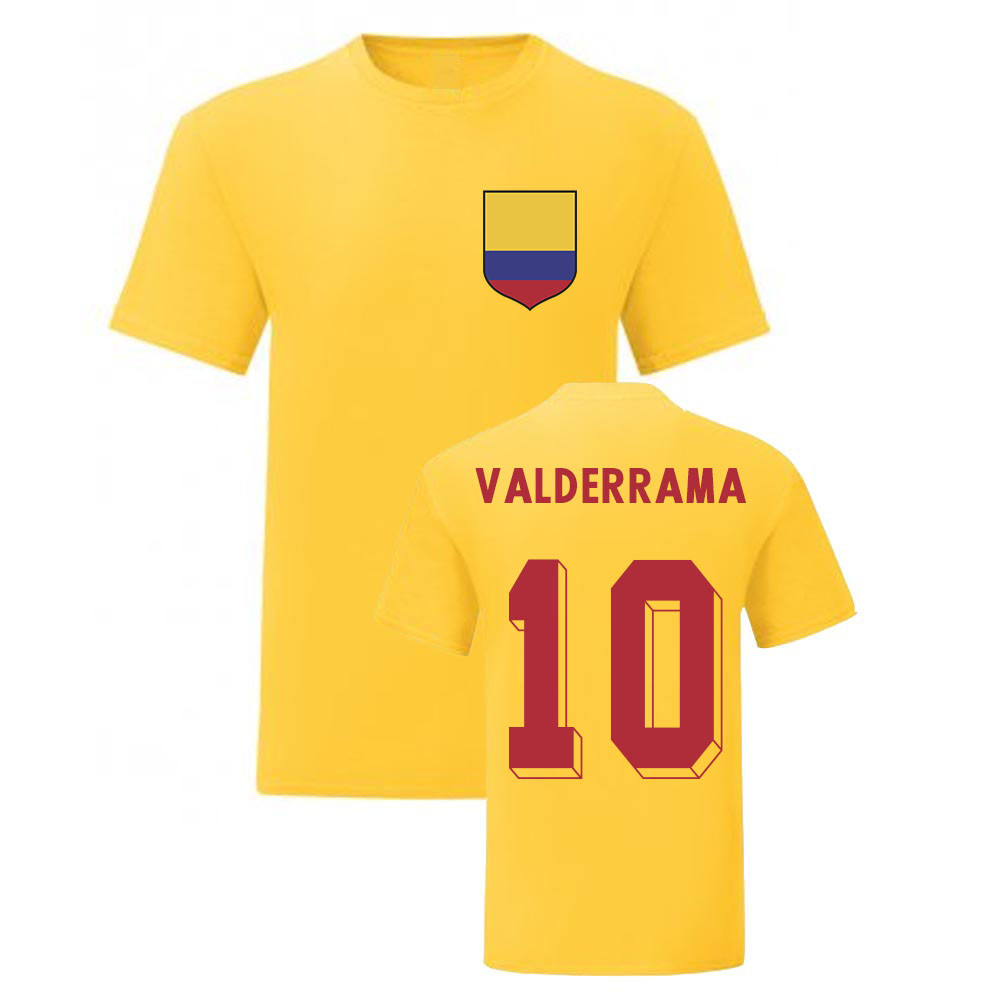 Carlos Valderrama Colombia National Hero Tee\'S (Yellow) Polyester Uksoccershop Men's Yellow Extra Small