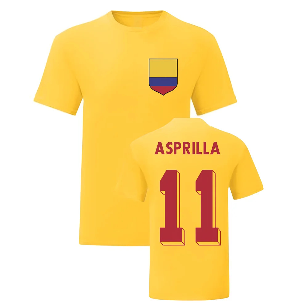 Faustino Asprilla Colombia National Hero Tee\'S (Yellow) Polyester Uksoccershop Men's Yellow Large