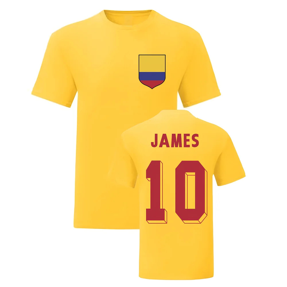 James Rodriguez Colombia National Hero Tee\'S (Yellow) Polyester Uksoccershop Men's Yellow Xxl