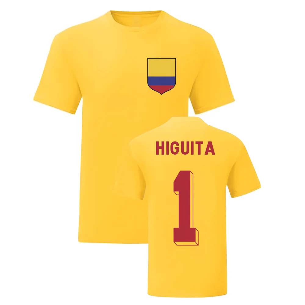 Rene Higuita Colombia National Hero Tee\'S (Yellow) Polyester Uksoccershop Men's Yellow Extra Large