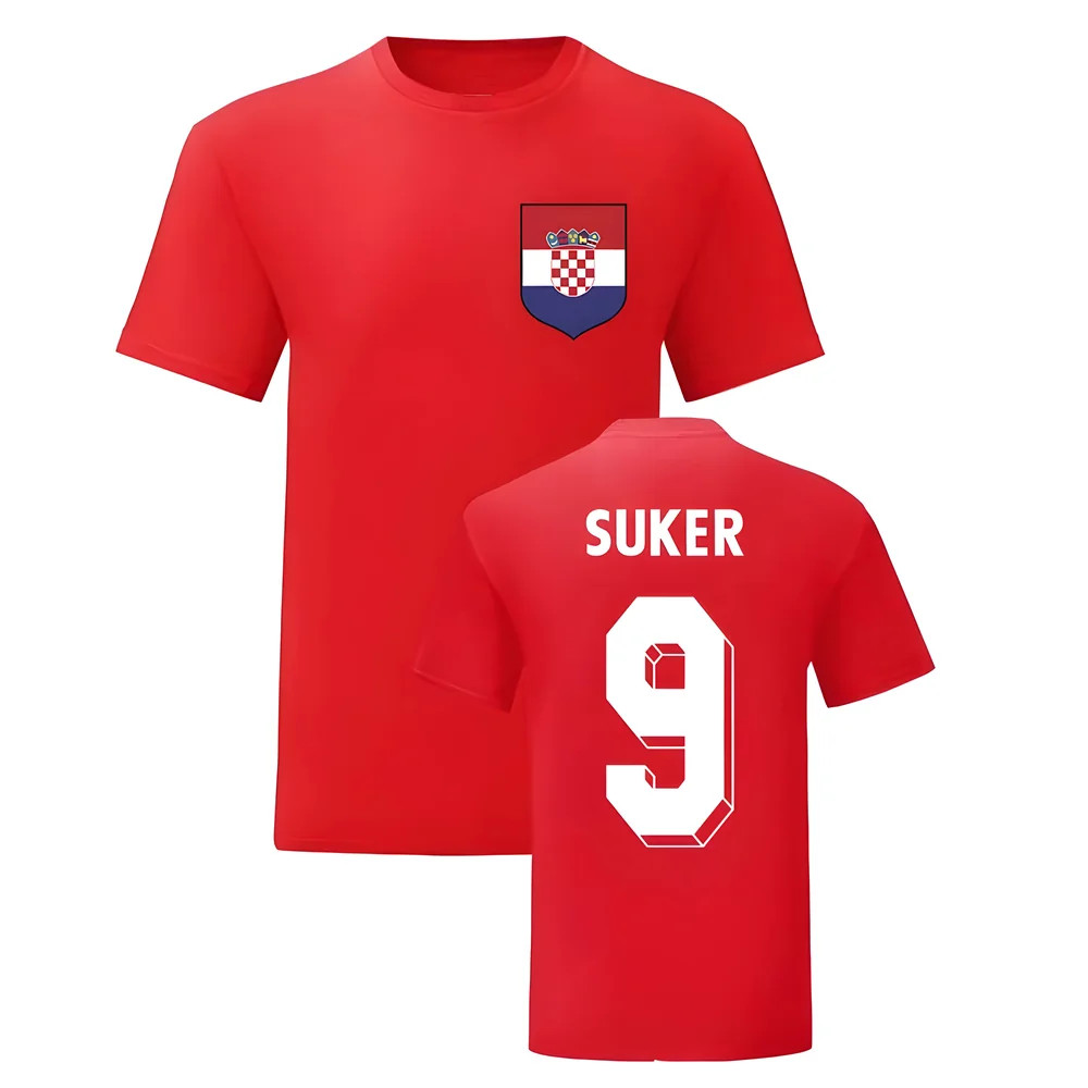 Davor Suker Croatia National Hero Tee\'S (Red) Polyester Uksoccershop Men's Red Small