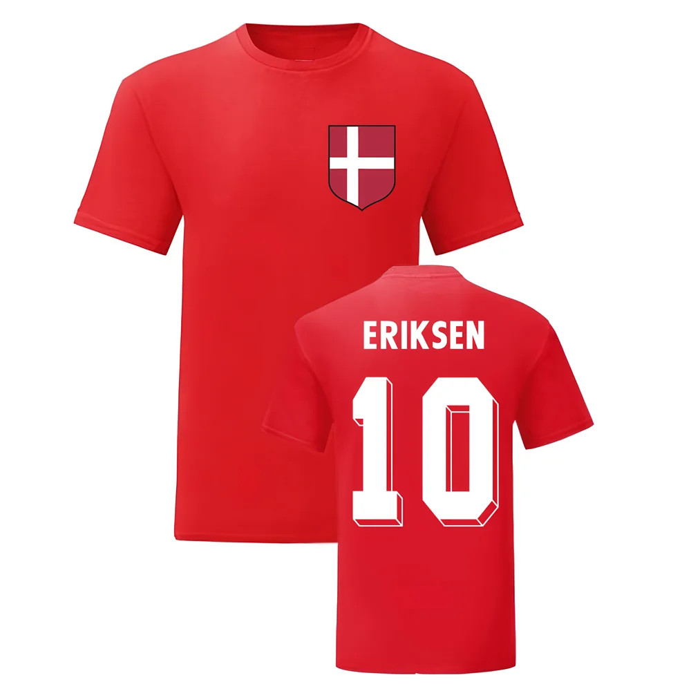 Christian Eriksen Denmark National Hero Tee (Red) Polyester Uksoccershop Men's Red Xxl