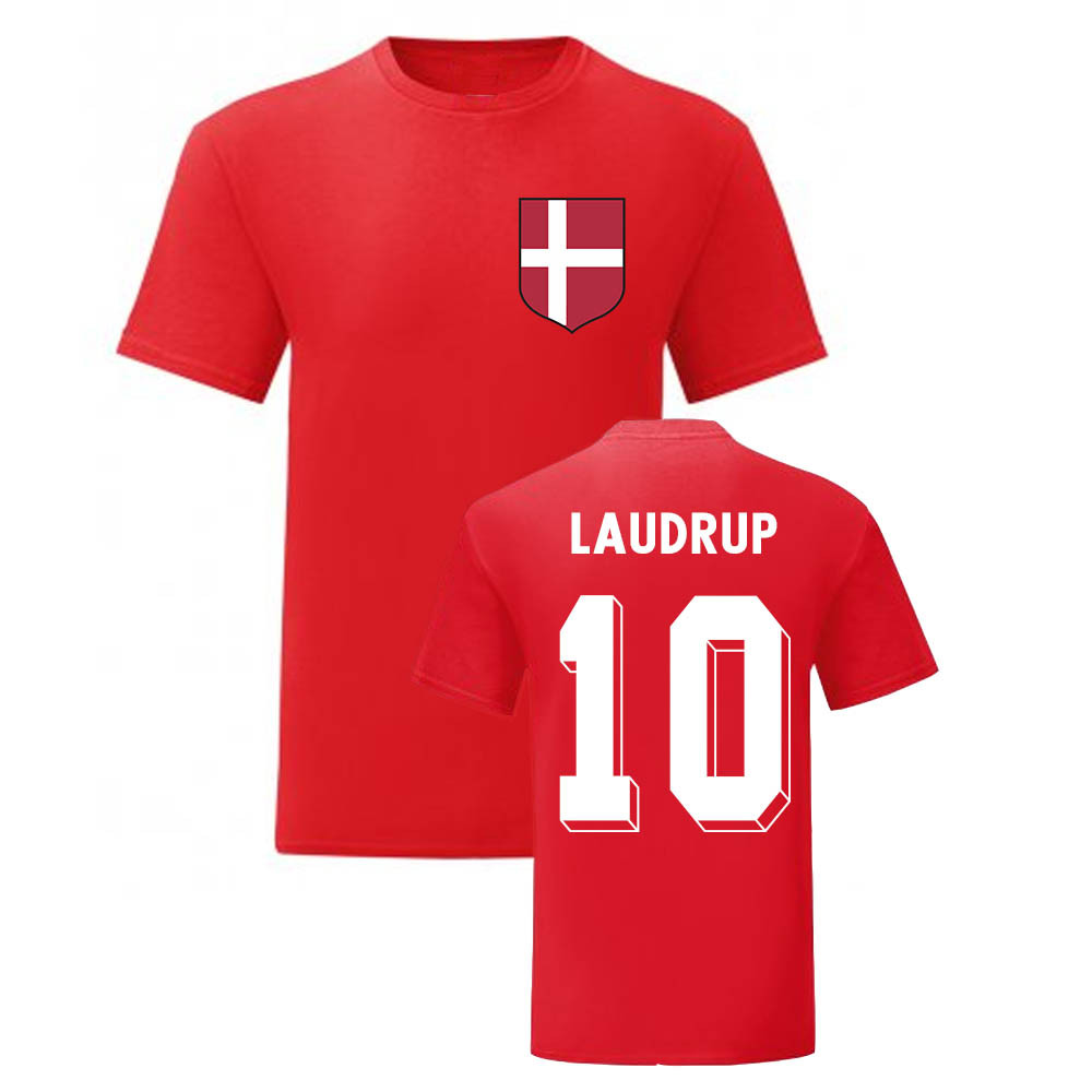 Michael Laudrup Denmark National Hero Tee (Red) Polyester Uksoccershop Men's Red Xxl