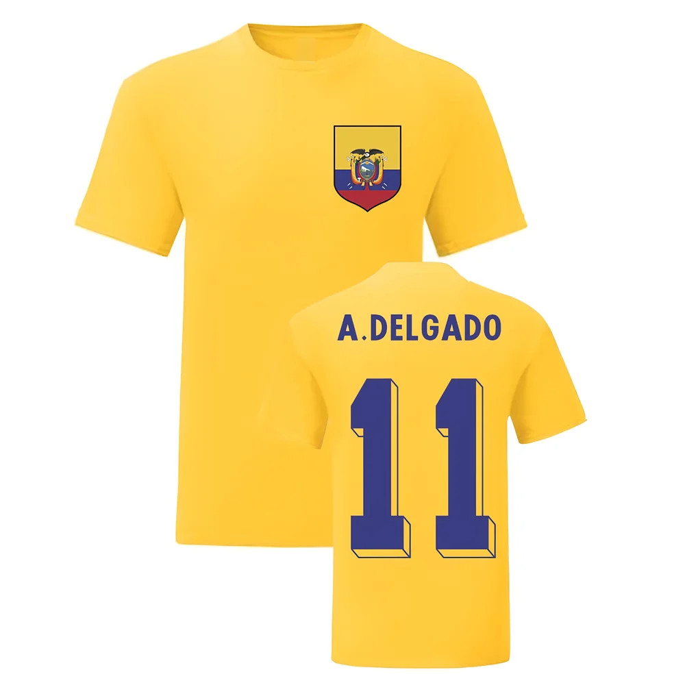 Agustin Delgado Ecuador National Hero Tee (Yellow) Polyester Uksoccershop Men's Yellow Medium