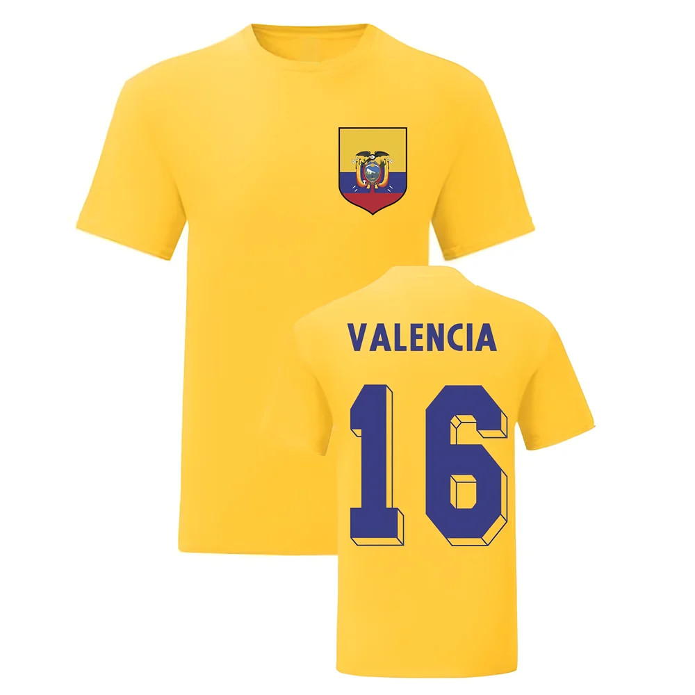 Antonio Valencia Ecuador National Hero Tee (Yellow) Polyester Uksoccershop Men's Yellow Extra Large