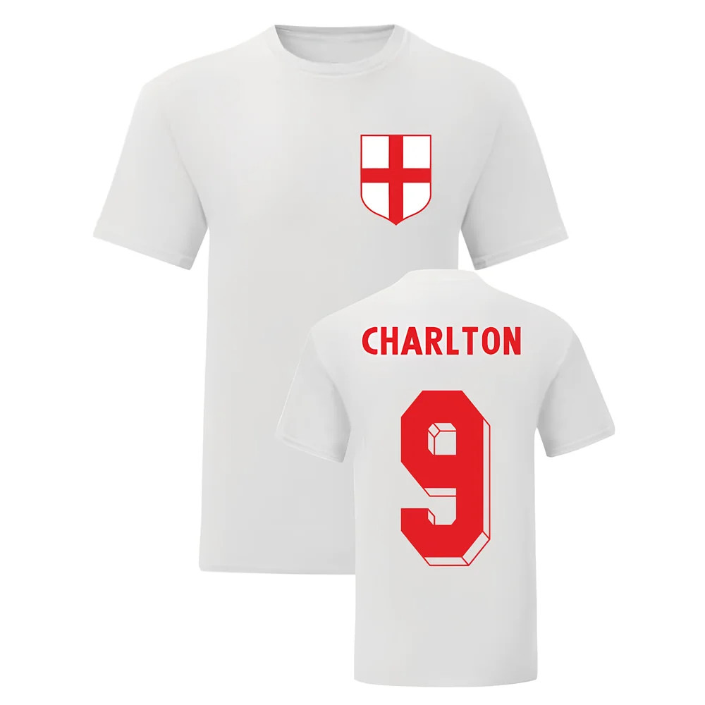 Bobby Charlton England National Hero Tee (White) Polyester Uksoccershop Men's White Xxl