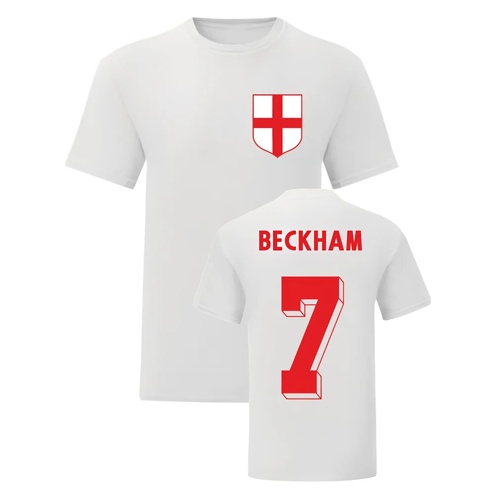 David Beckham England National Hero Tee (White) Polyester Uksoccershop Men's White Small
