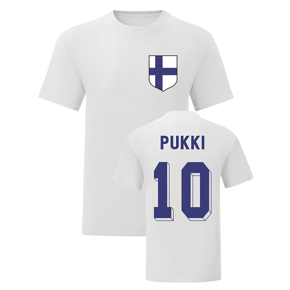 Teemu Pukki Finland National Hero Tee (White) Polyester Uksoccershop Men's White Large
