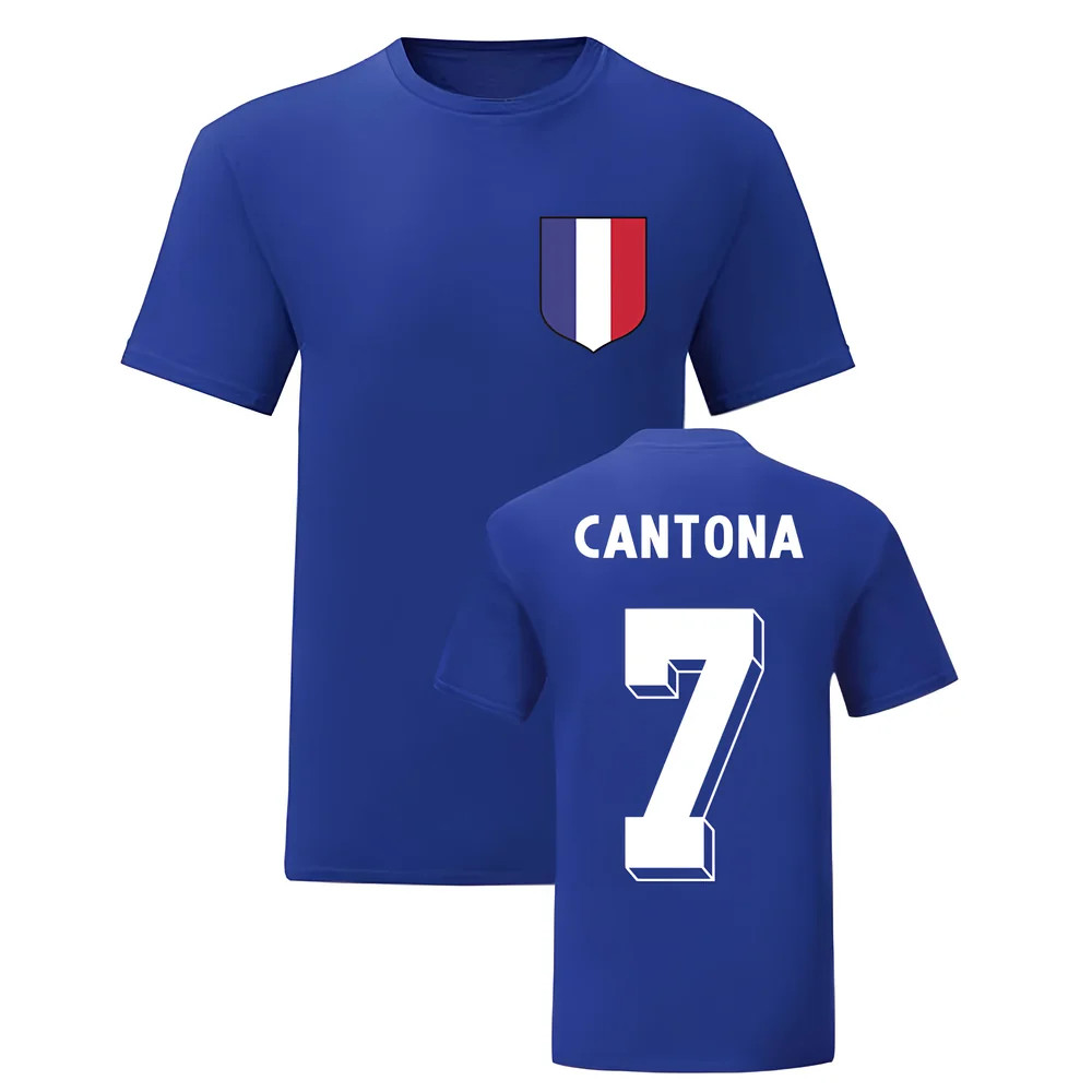 Eric Cantona France National Hero Tee\'S (Blue) Polyester Uksoccershop Men's Blue Xxl