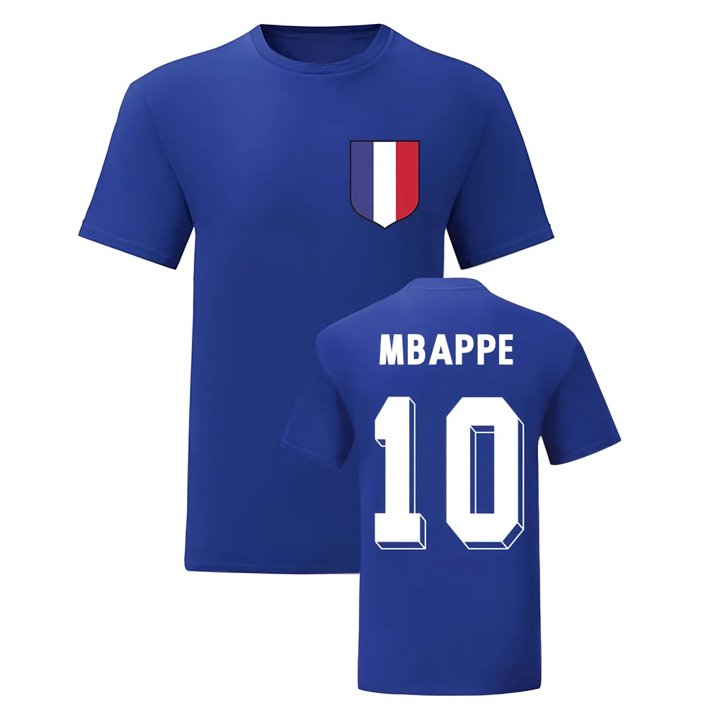 Kylian Mbappe France National Hero Tee\'S (Blue) Polyester Uksoccershop Men's Blue Extra Large