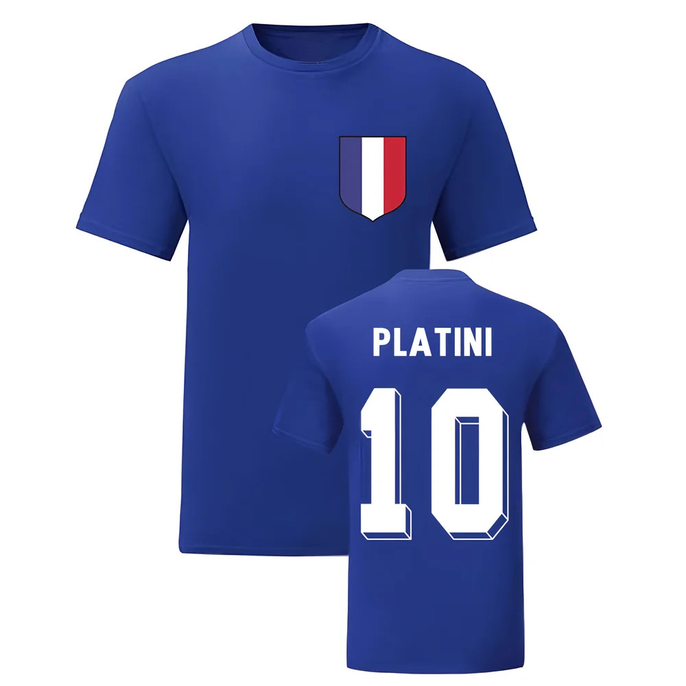 Michel Platini France National Hero Tee\'S (Blue) Polyester Uksoccershop Men's Blue Xxl