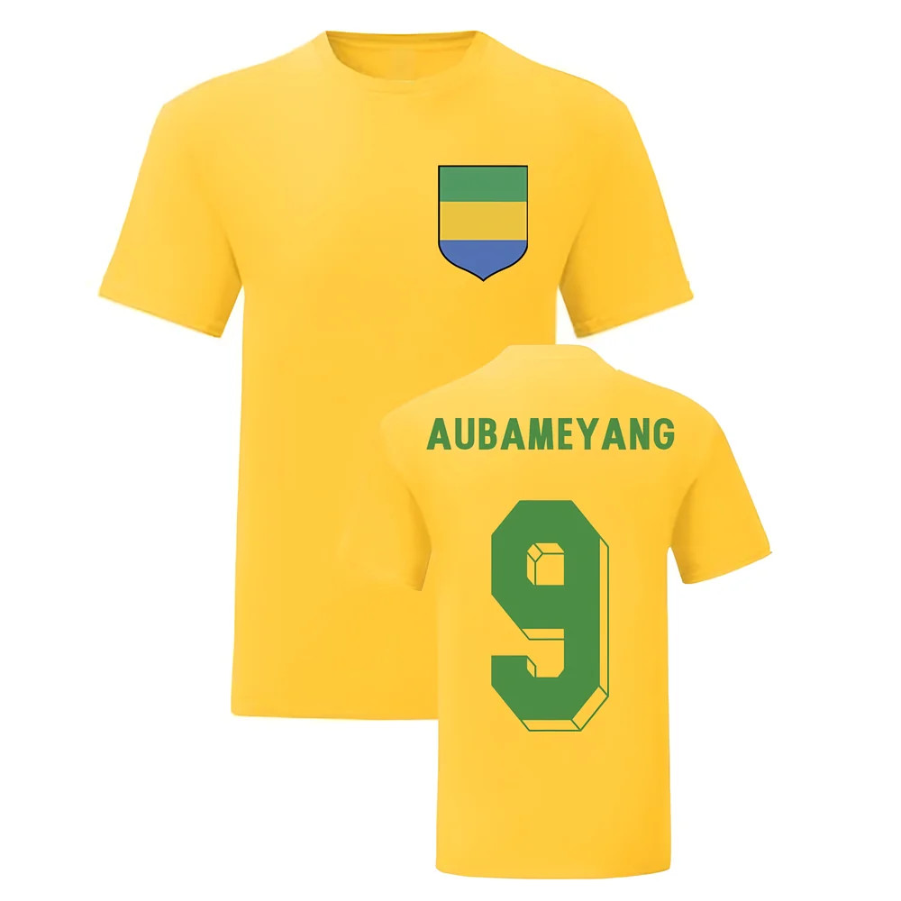 Pierre-Emerick Aubameyang Gabon National Hero Tee (Yellow) Polyester Uksoccershop Men's Yellow Large
