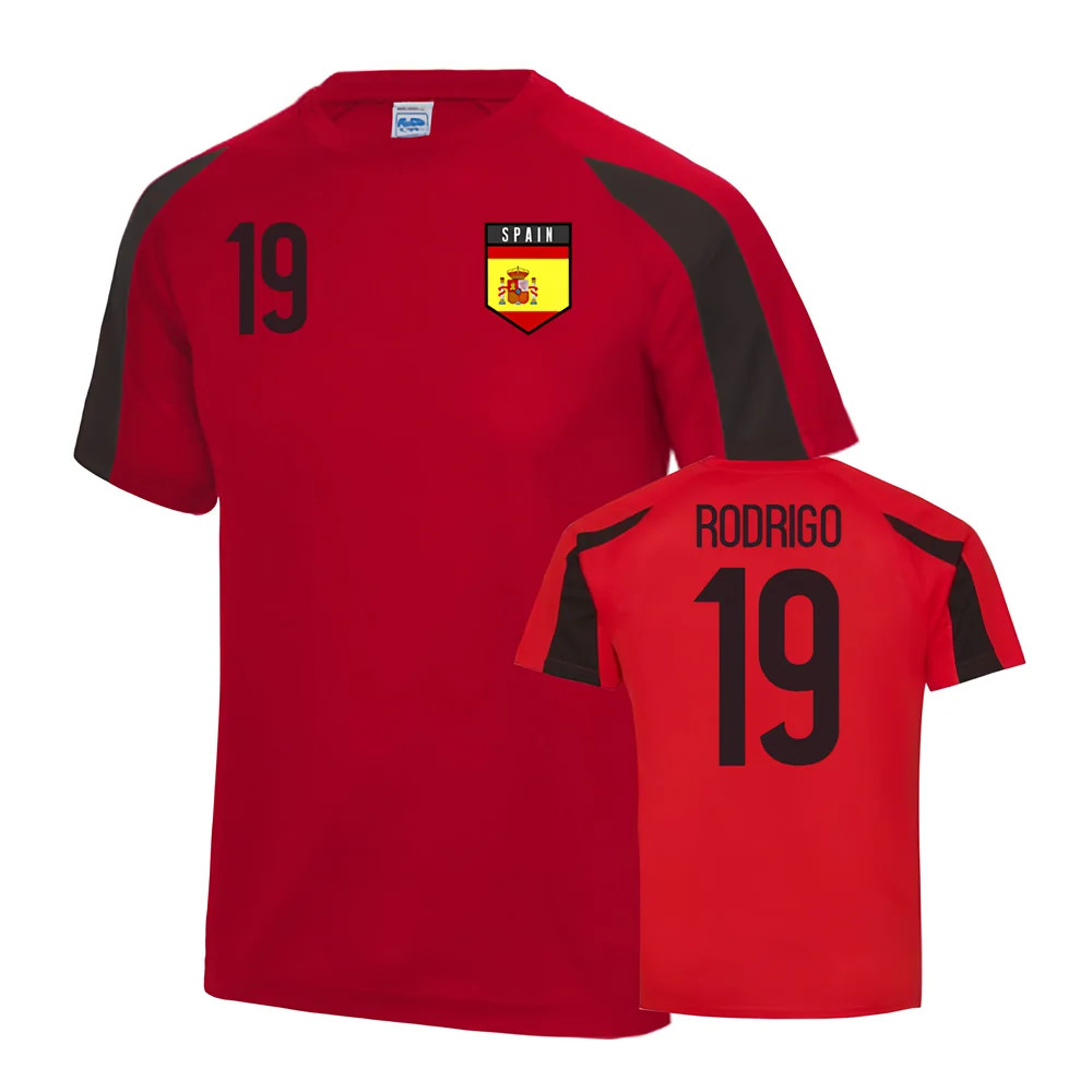 Spain Sports Training Jersey (Rodrigo 19) Polyester Uksoccershop Men's Red Extra Small