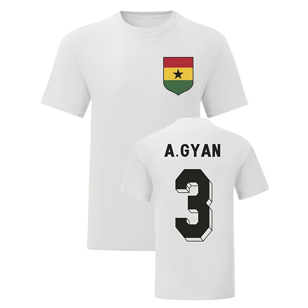 Asamoah Gyan Ghana National Hero Tee (White) Polyester Uksoccershop Men's White Extra Small