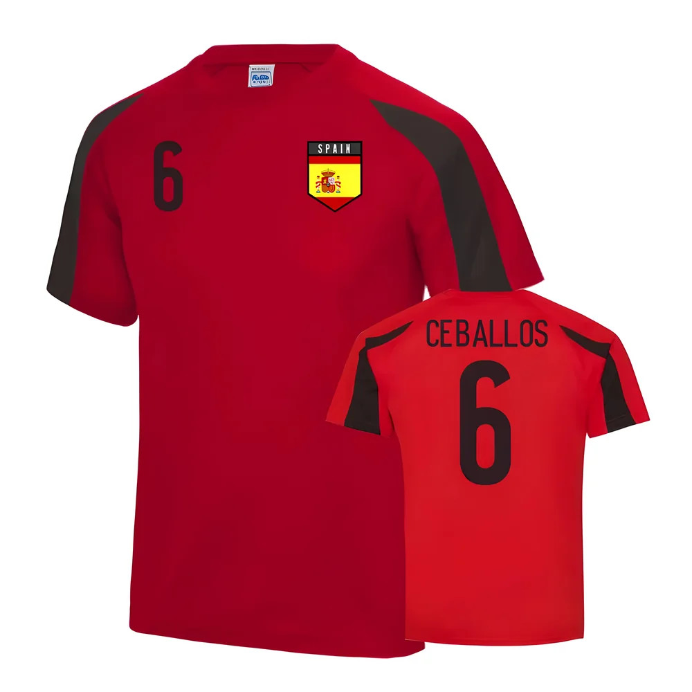 Spain Sports Training Jersey (Ceballos 6) Polyester Uksoccershop Men's Red Medium