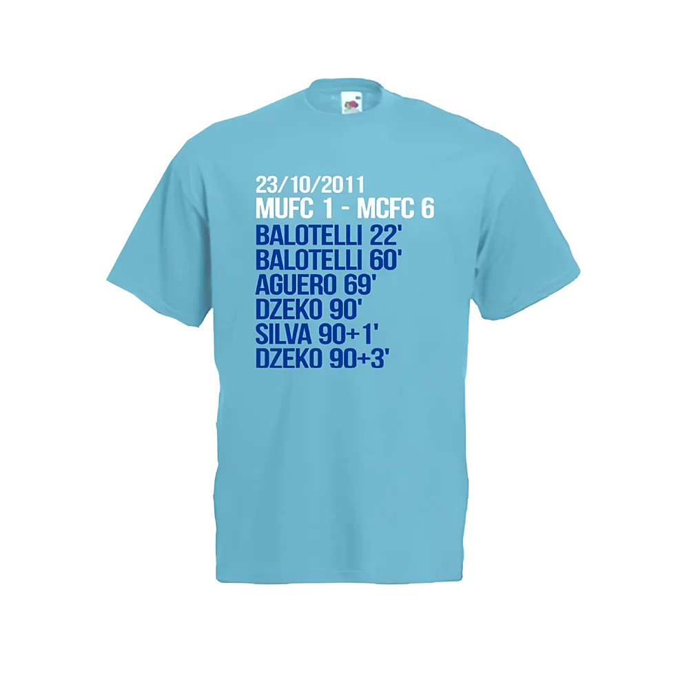 2012 Manchester City 6-1 Winners T-Shirt (Blue) Polyester Made By: Gildan Men's Blue Xxl