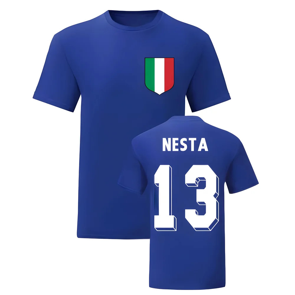 Alessandro Nesta Italy National Hero Tee\'S (Blue) Polyester Uksoccershop Men's Blue Small