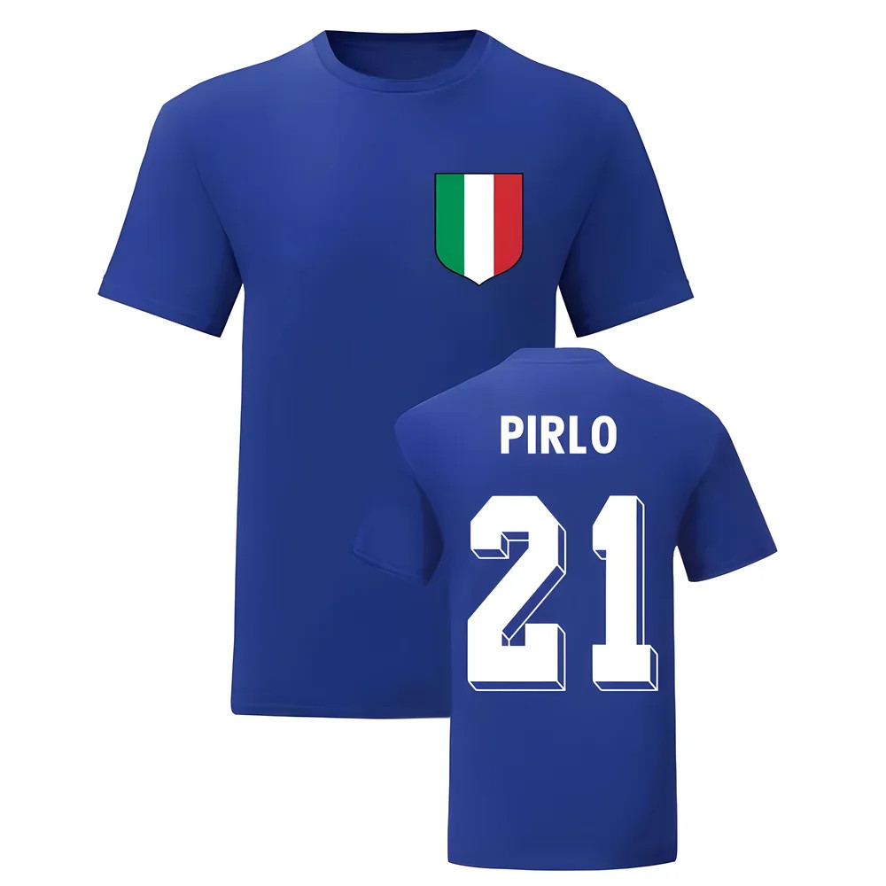 Andrea Pirlo Italy National Hero Tee\'S (Blue) Polyester Uksoccershop Men's Blue Xxl