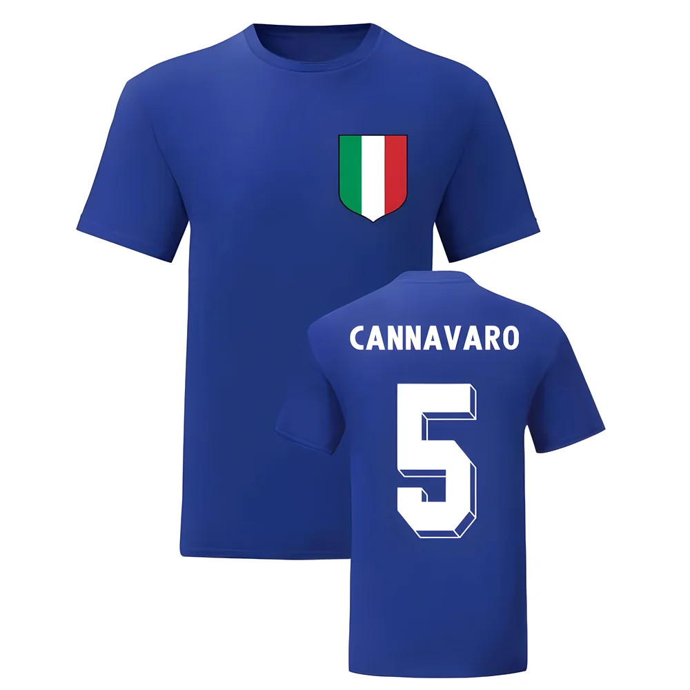 Fabio Cannavaro Italy National Hero Tee\'S (Blue) Polyester Uksoccershop Men's Blue Extra Small