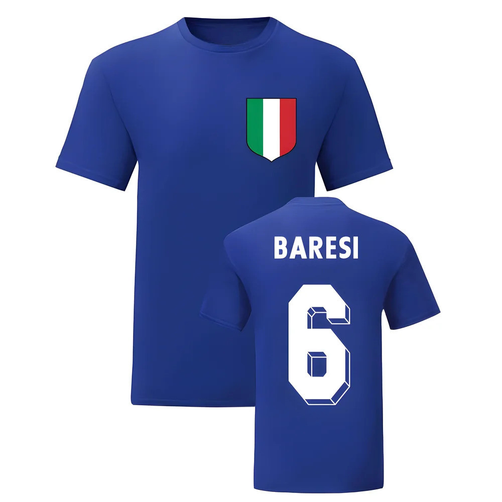 Franco Baresi Italy National Hero Tee\'S (Blue) Polyester Uksoccershop Men's Blue Small