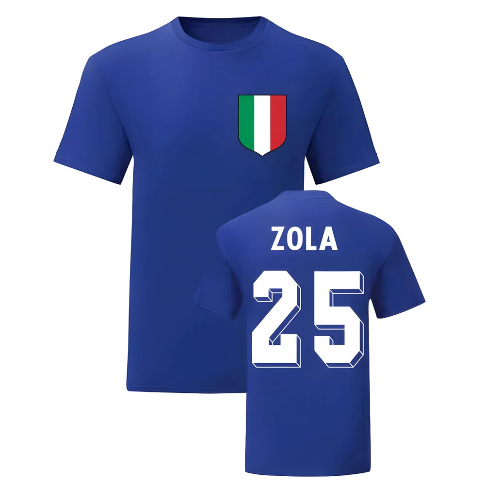 Gianfranco Zola Italy National Hero Tee\'S (Blue) Polyester Uksoccershop Men's Blue Small