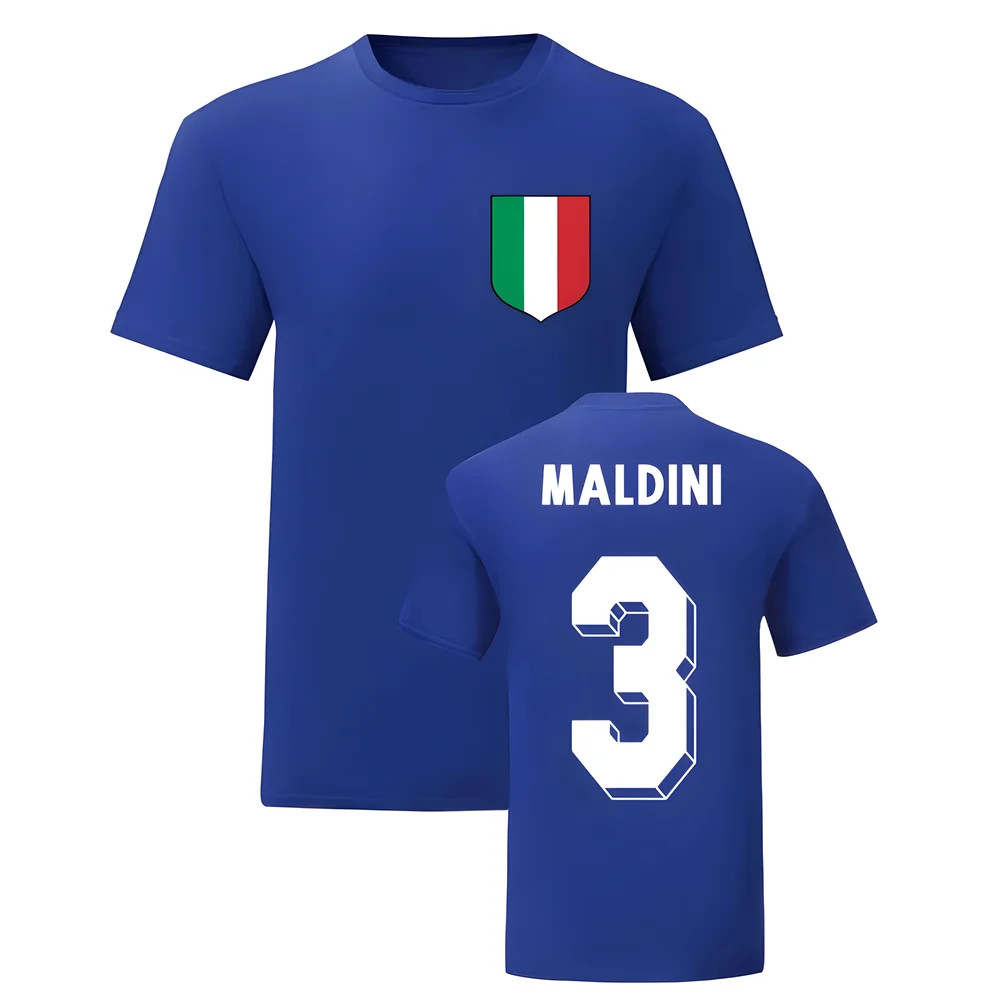 Paolo Maldini Italy National Hero Tee\'S (Blue) Polyester Uksoccershop Men's Blue Xxl