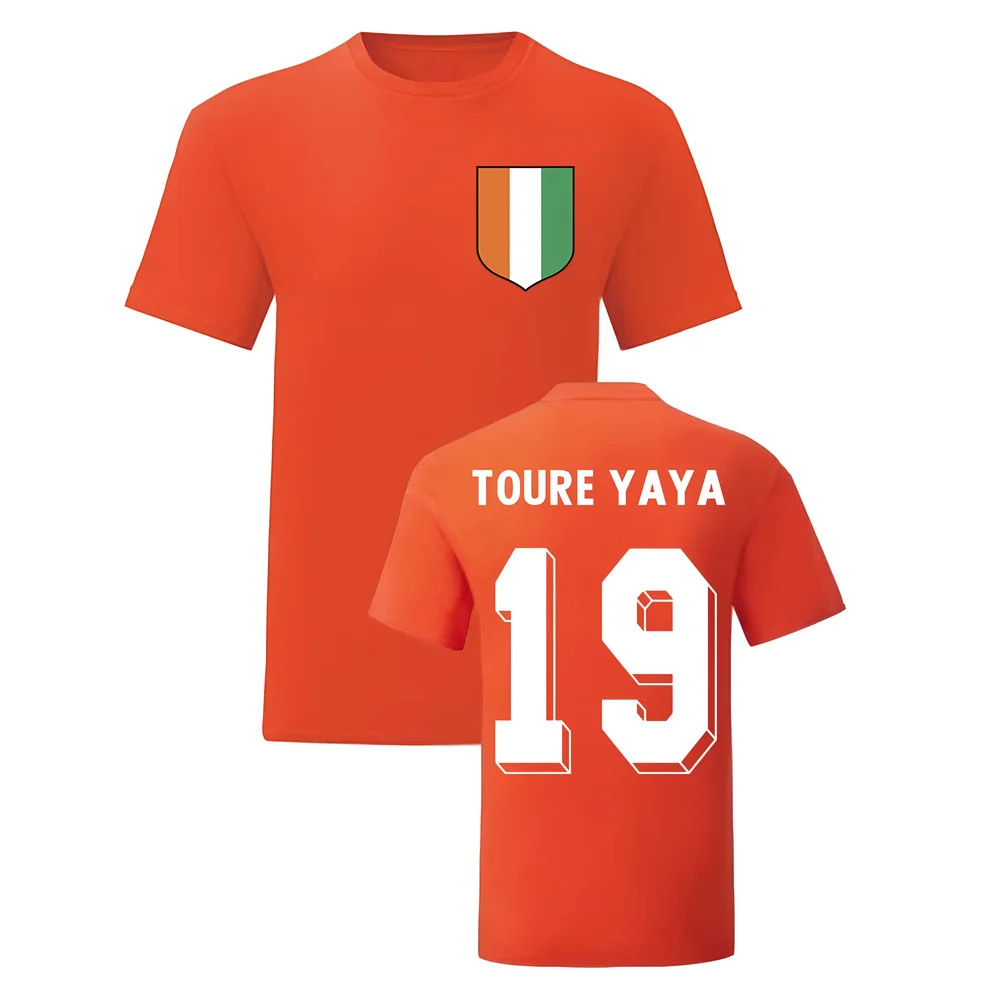 Yaya Toure Ivory Coast National Hero Tee (Orange) Polyester Uksoccershop Men's Orange Medium